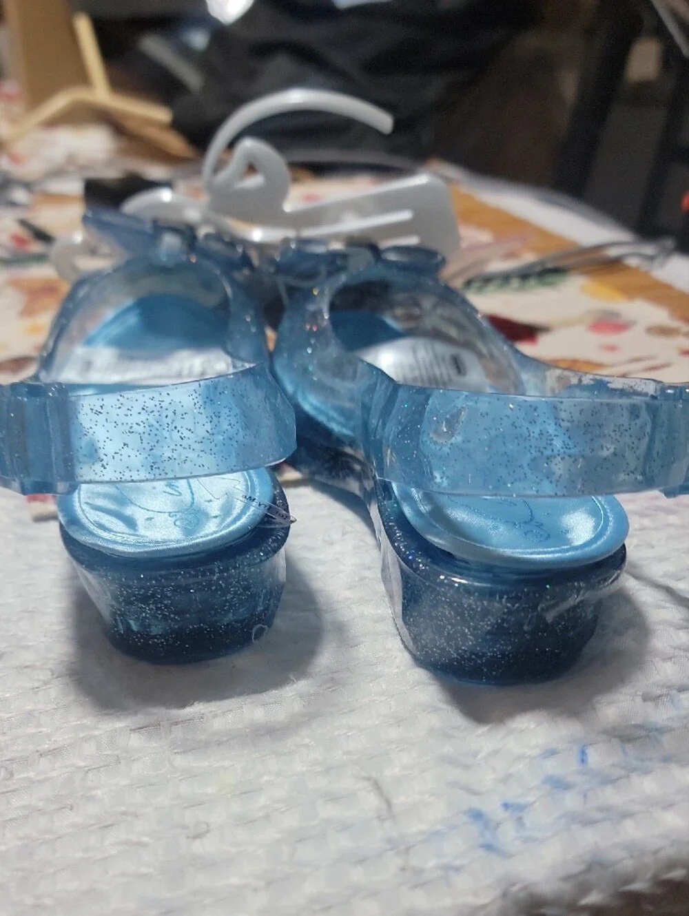 Disney Cinderella Blue Glitter Jelly Slingback LIGHT UP Sandals Size 13/1